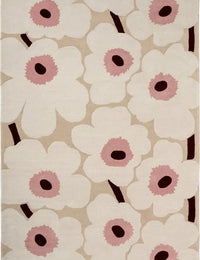 Honey Beige, Pink Floral Hand-Tufted Wool Rug - Image 4