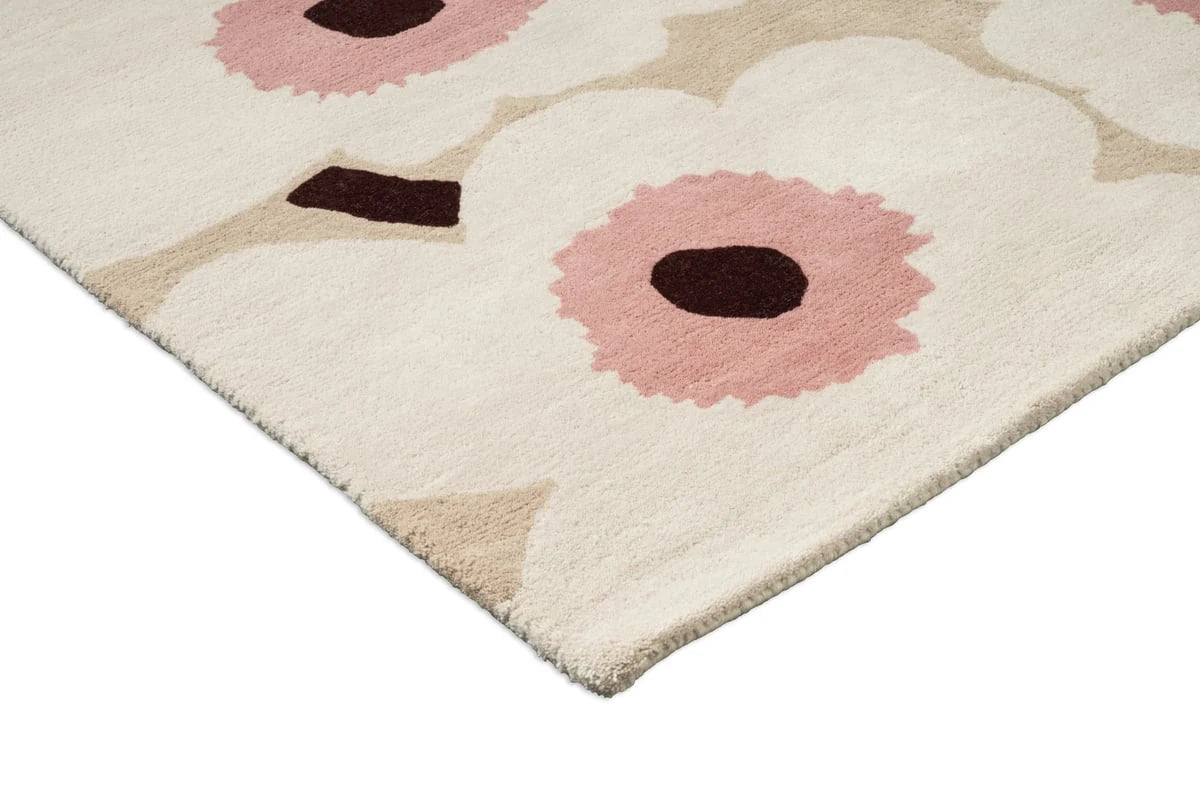 Honey Beige, Pink Floral Hand-Tufted Wool Rug - Image 5