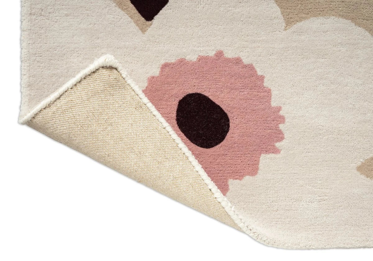 Honey Beige, Pink Floral Hand-Tufted Wool Rug - Image 6