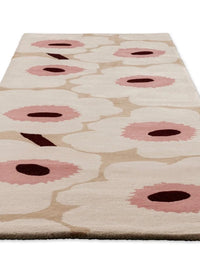 Honey Beige, Pink Floral Hand-Tufted Wool Rug - Image 7