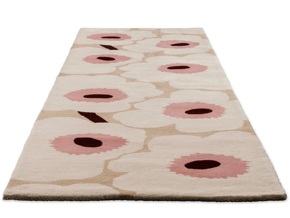 Honey Beige, Pink Floral Hand-Tufted Wool Rug - Image 7