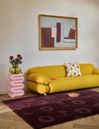 Honey Burgundy Floral Hand-Tufted Wool Rug - Image 1
