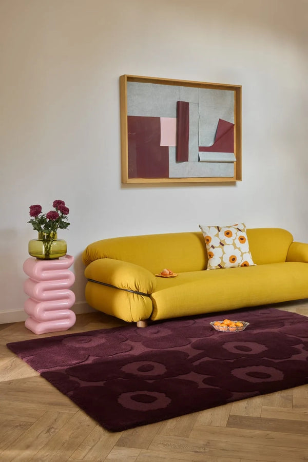 Honey Burgundy Floral Hand-Tufted Wool Rug - Image 1