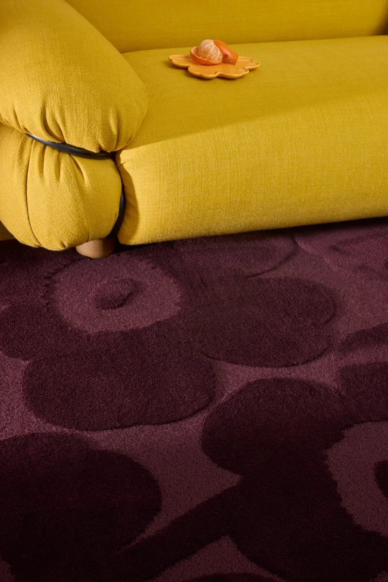 Honey Burgundy Floral Hand-Tufted Wool Rug - Image 3