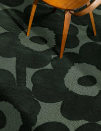 Honey Dark Green Floral Hand-Tufted Wool Rug - Image 2