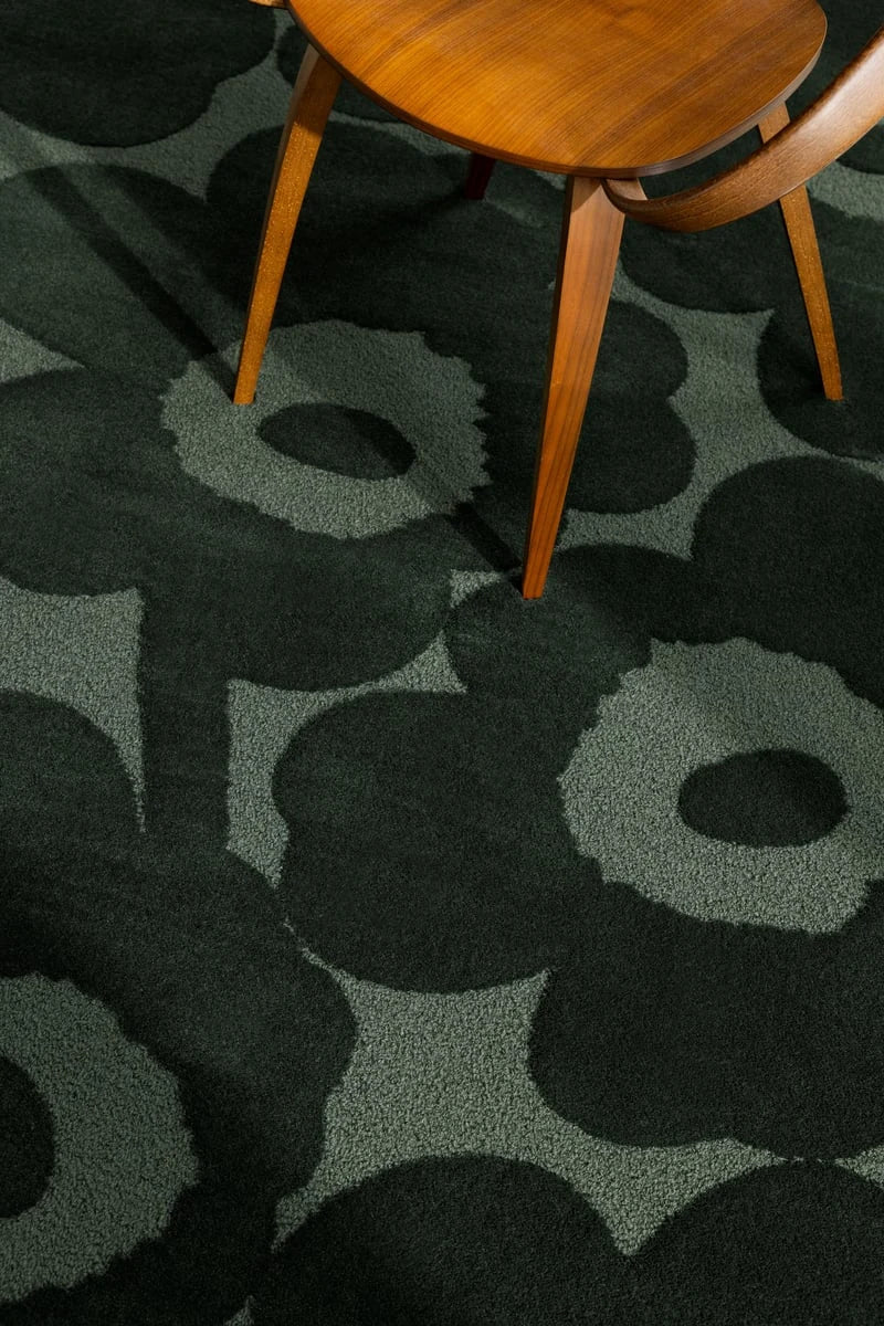 Honey Dark Green Floral Hand-Tufted Wool Rug - Image 2