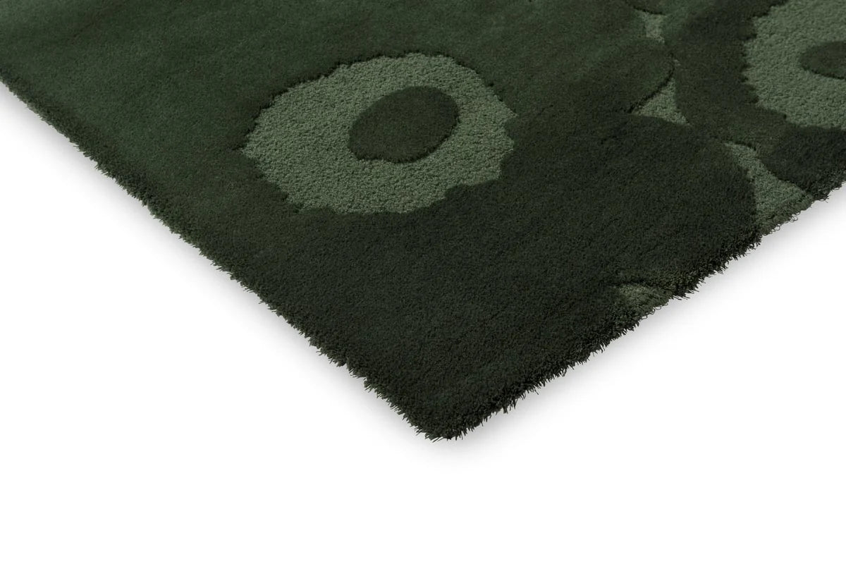 Honey Dark Green Floral Hand-Tufted Wool Rug - Image 4