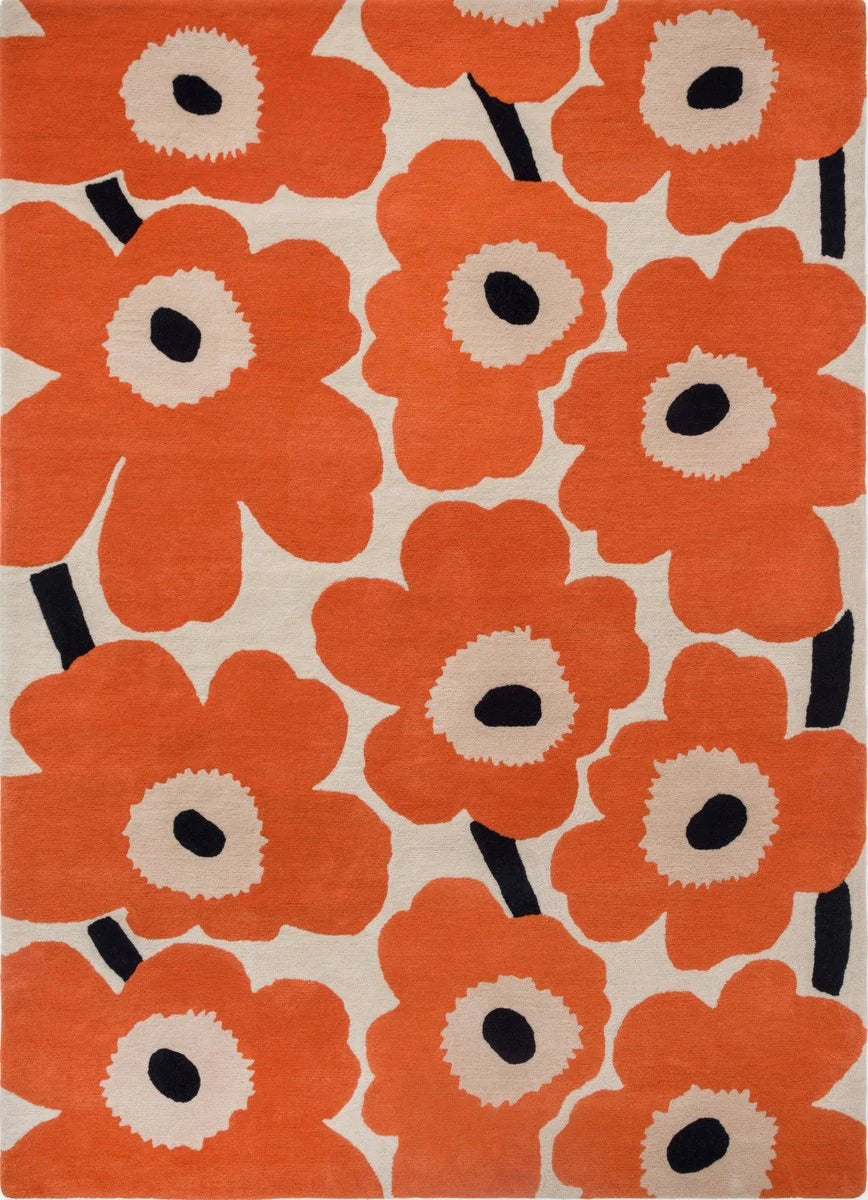 Honey Orange Red Floral Hand-Tufted Wool Rug - Image 2