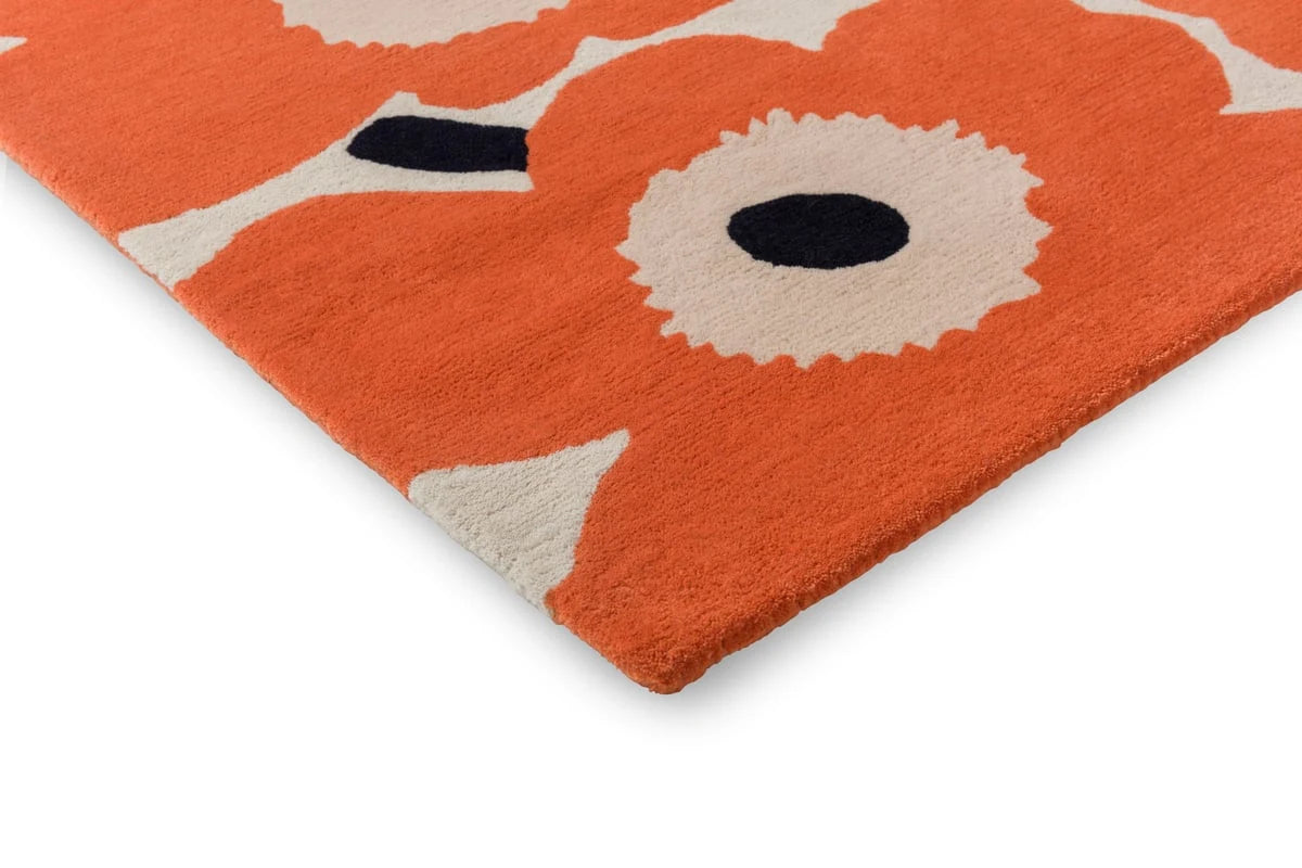 Honey Orange Red Floral Hand-Tufted Wool Rug - Image 4