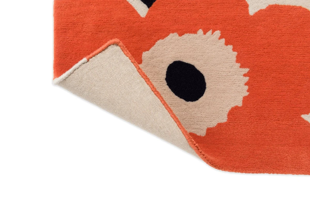 Honey Orange Red Floral Hand-Tufted Wool Rug - Image 5