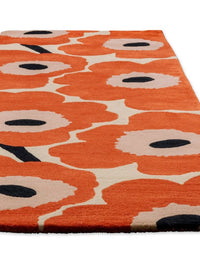 Honey Orange Red Floral Hand-Tufted Wool Rug - Image 6