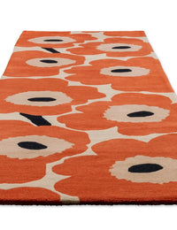 Honey Orange Red Floral Hand-Tufted Wool Rug - Image 7