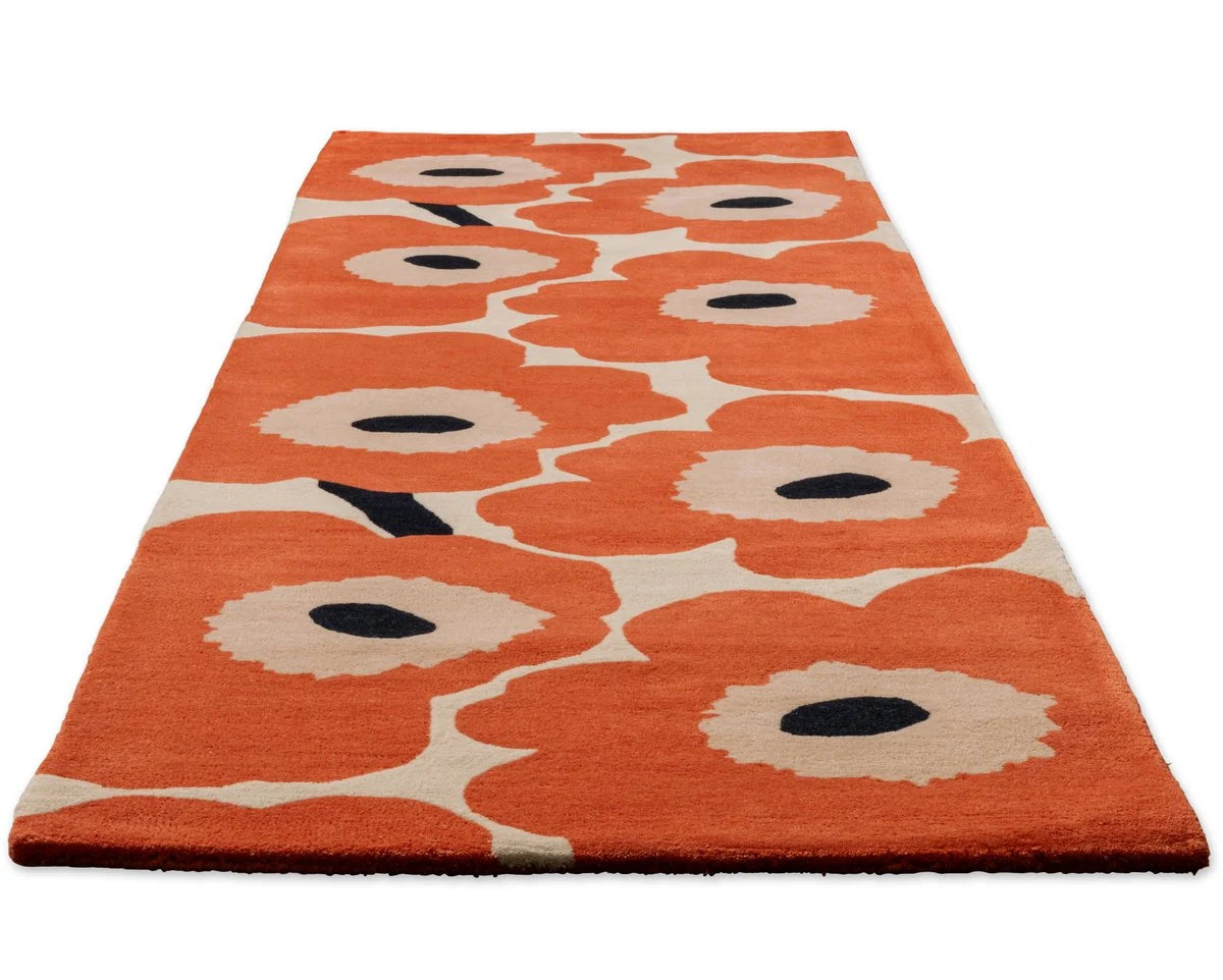 Honey Orange Red Floral Hand-Tufted Wool Rug - Image 7