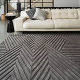 Hugo Charcoal Geometric Hand-Tufted Wool Rug - Image 1