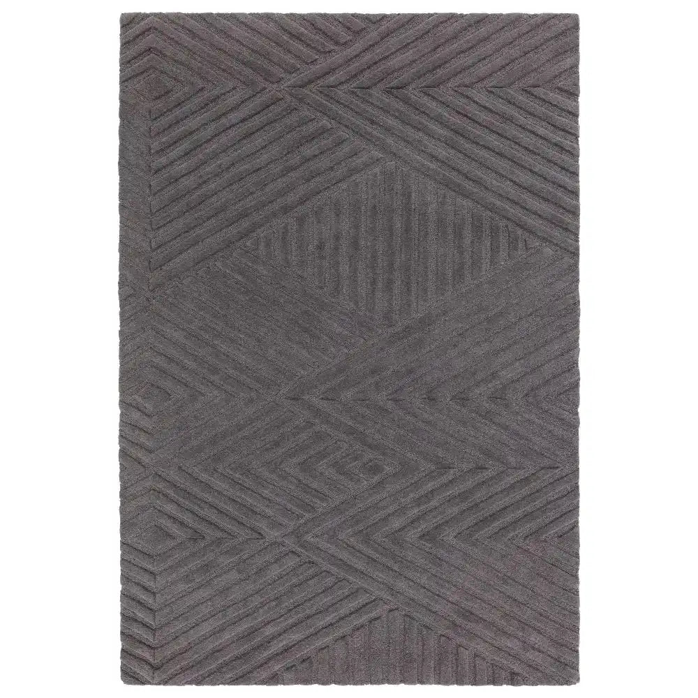 Hugo Charcoal Geometric Hand-Tufted Wool Rug - Image 2