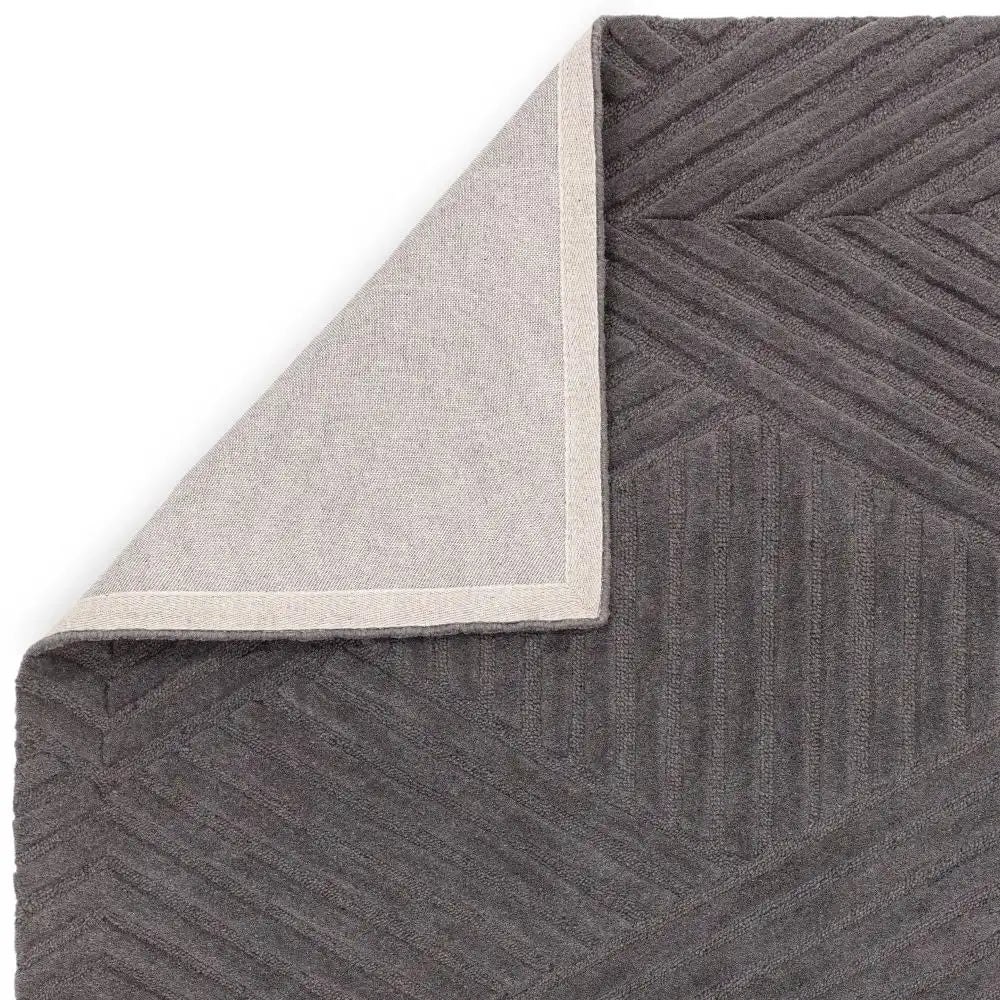 Hugo Charcoal Geometric Hand-Tufted Wool Rug - Image 4