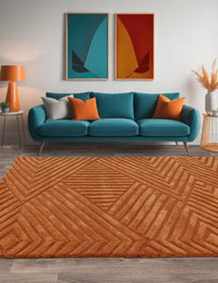 Hugo Desert Geometric Hand-Tufted Wool Rug - Image 1