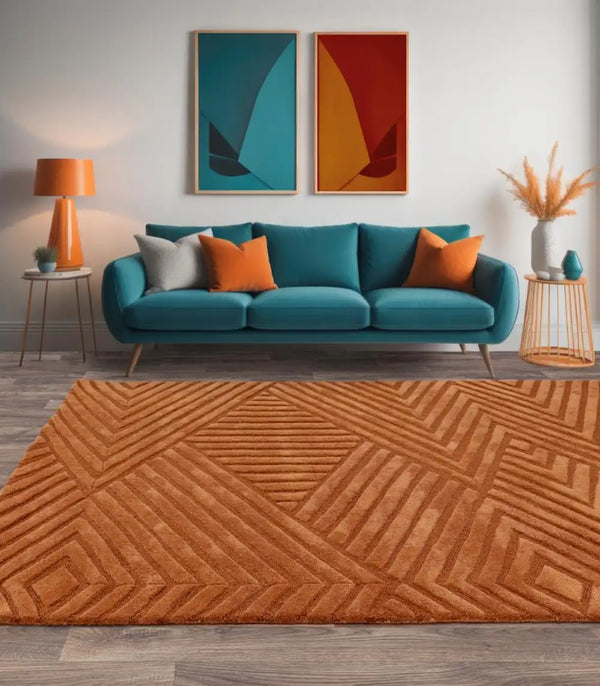 Hugo Desert Geometric Hand-Tufted Wool Rug - Image 1