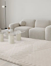 Hugo Ivory Geometric Hand-Tufted Wool Rug - Image 1