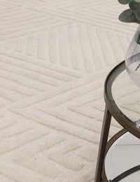 Hugo Ivory Geometric Hand-Tufted Wool Rug - Image 3
