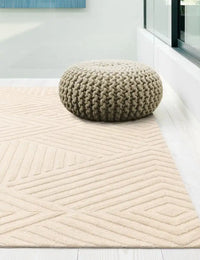 Hugo Ivory Geometric Hand-Tufted Wool Rug - Image 5