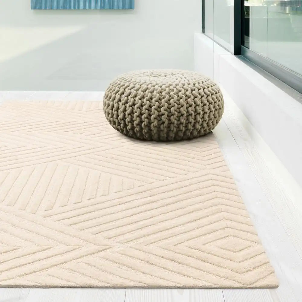 Hugo Ivory Geometric Hand-Tufted Wool Rug - Image 5