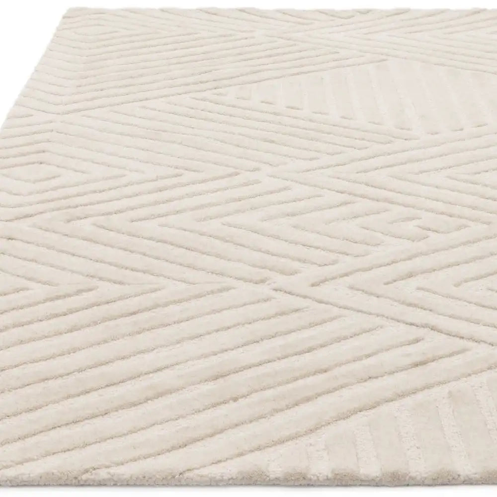 Hugo Ivory Geometric Hand-Tufted Wool Rug - Image 6