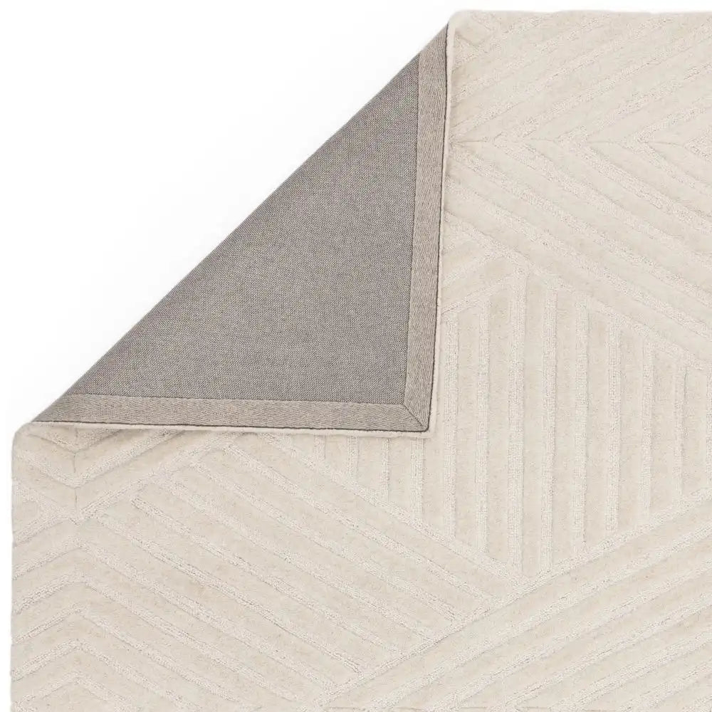 Hugo Ivory Geometric Hand-Tufted Wool Rug - Image 7