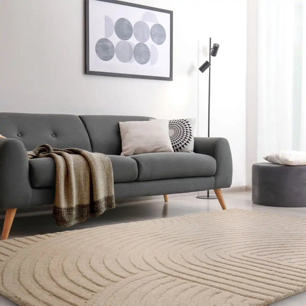 Hugo Sand Geometric Hand-Tufted Wool Rug - Image 1
