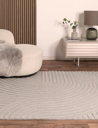 Hugo Silver Geometric Hand-Tufted Wool Rug - Image 1