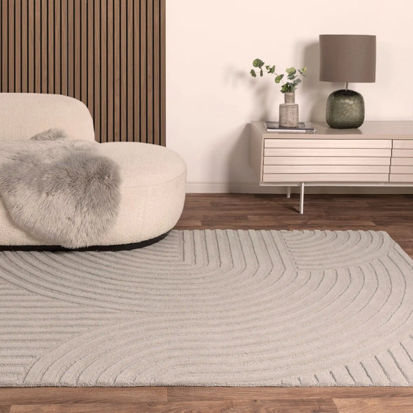 Hugo Silver Geometric Hand-Tufted Wool Rug - Image 1
