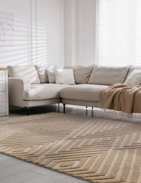 Hugo Taupe Geometric Hand-Tufted Wool Rug - Image 1