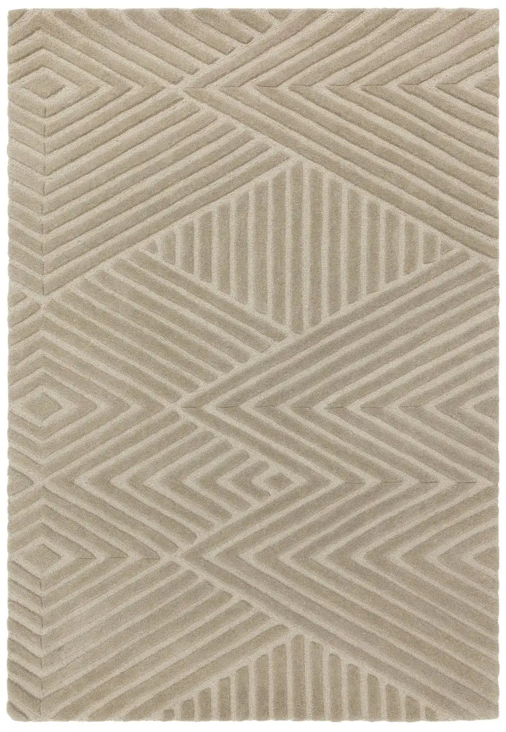 Hugo Taupe Geometric Hand-Tufted Wool Rug - Image 2