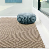 Hugo Taupe Geometric Hand-Tufted Wool Rug - Image 3