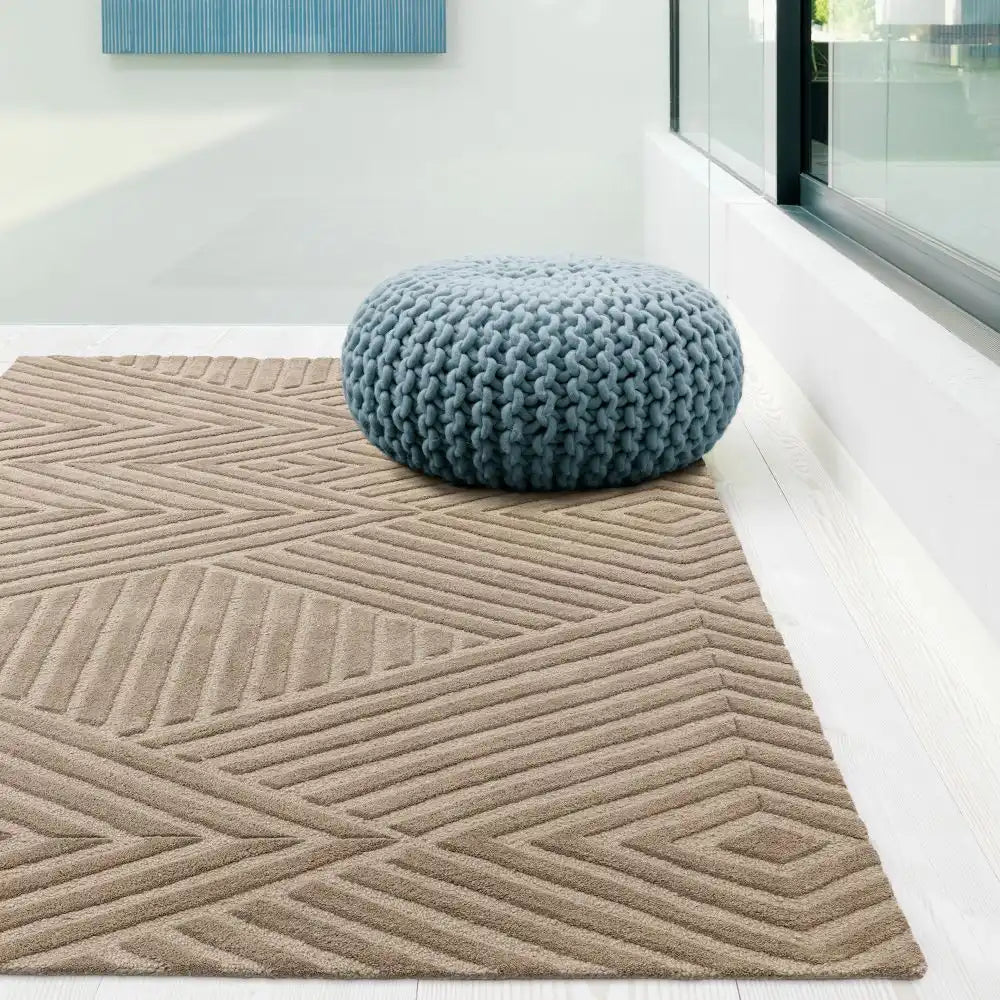 Hugo Taupe Geometric Hand-Tufted Wool Rug - Image 3