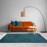 Hugo Teal Geometric Hand-Tufted Wool Rug - Image 1