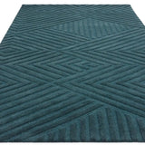 Hugo Teal Geometric Hand-Tufted Wool Rug - Image 3