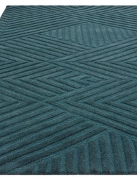 Hugo Teal Geometric Hand-Tufted Wool Rug - Image 3