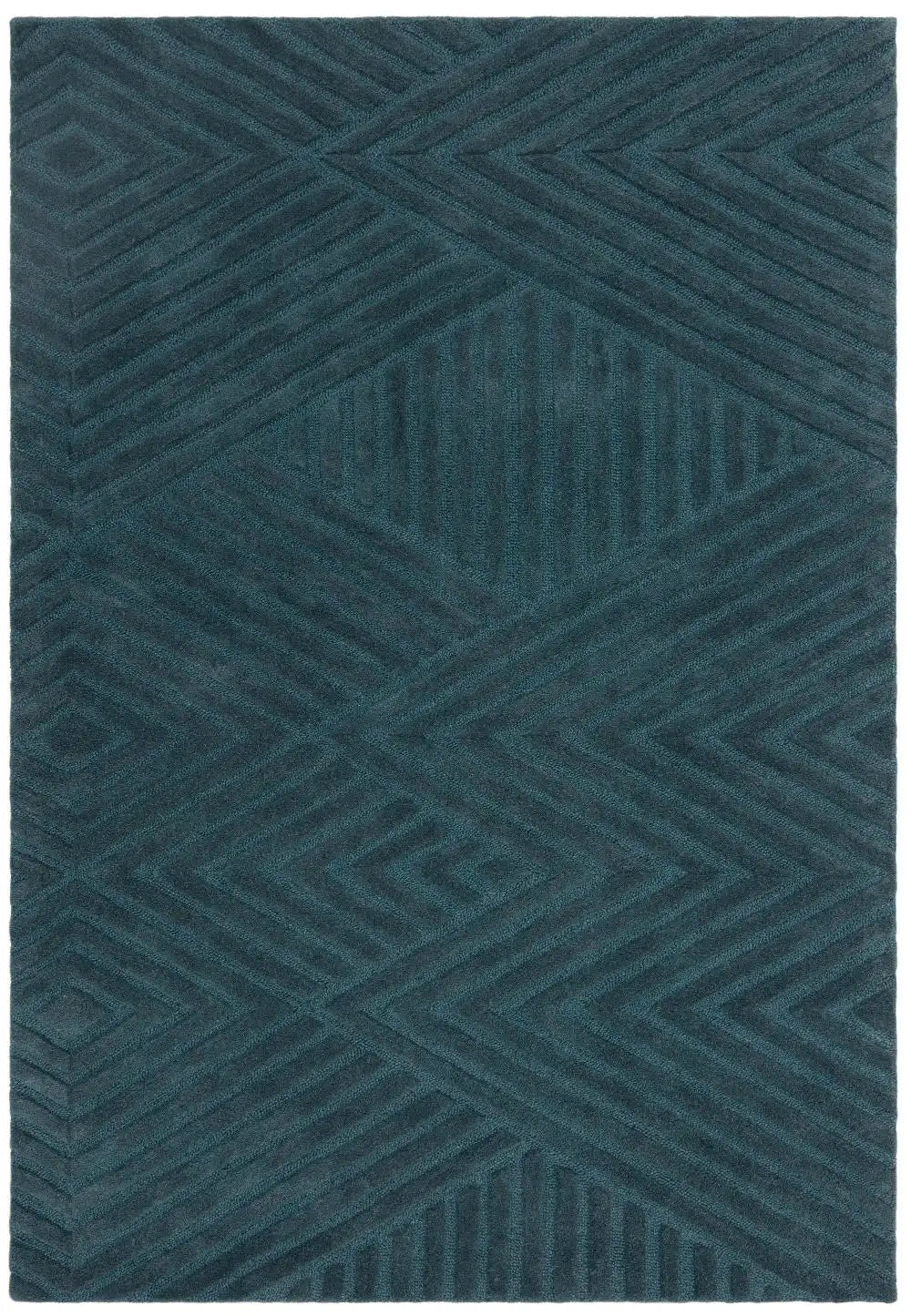 Hugo Teal Geometric Hand-Tufted Wool Rug - Image 5