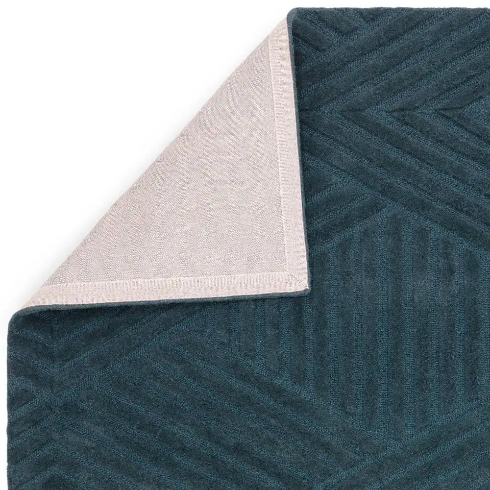 Hugo Teal Geometric Hand-Tufted Wool Rug - Image 6