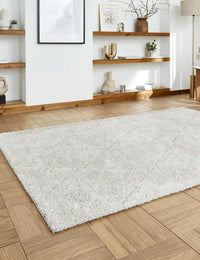 Ideal Cloud Silver Ripple Plush Shag Rug - Image 3