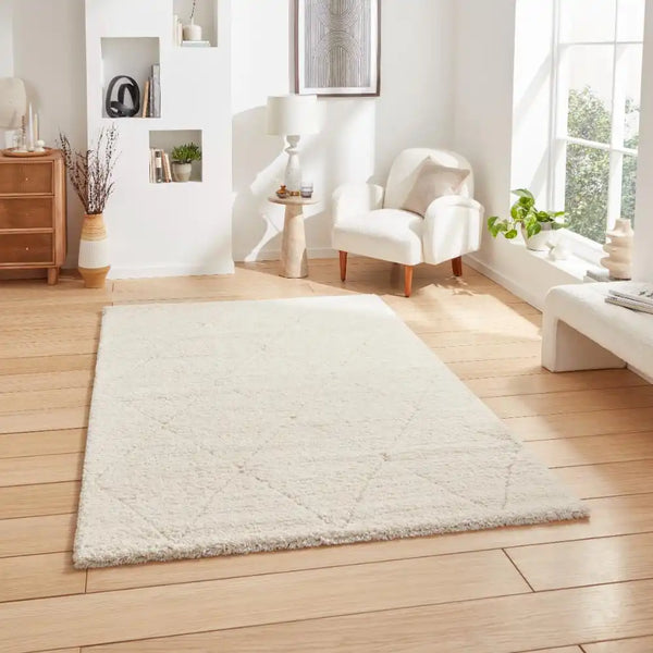 Ideal Pearl Cream Ripple Plush Shag Rug - Image 1
