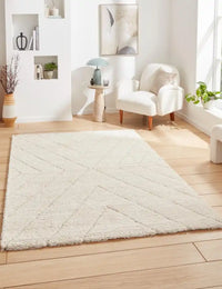 Ideal Vanilla Cream Ripple Plush Shag Rug - Image 1