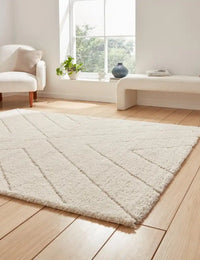Ideal Vanilla Cream Ripple Plush Shag Rug - Image 2
