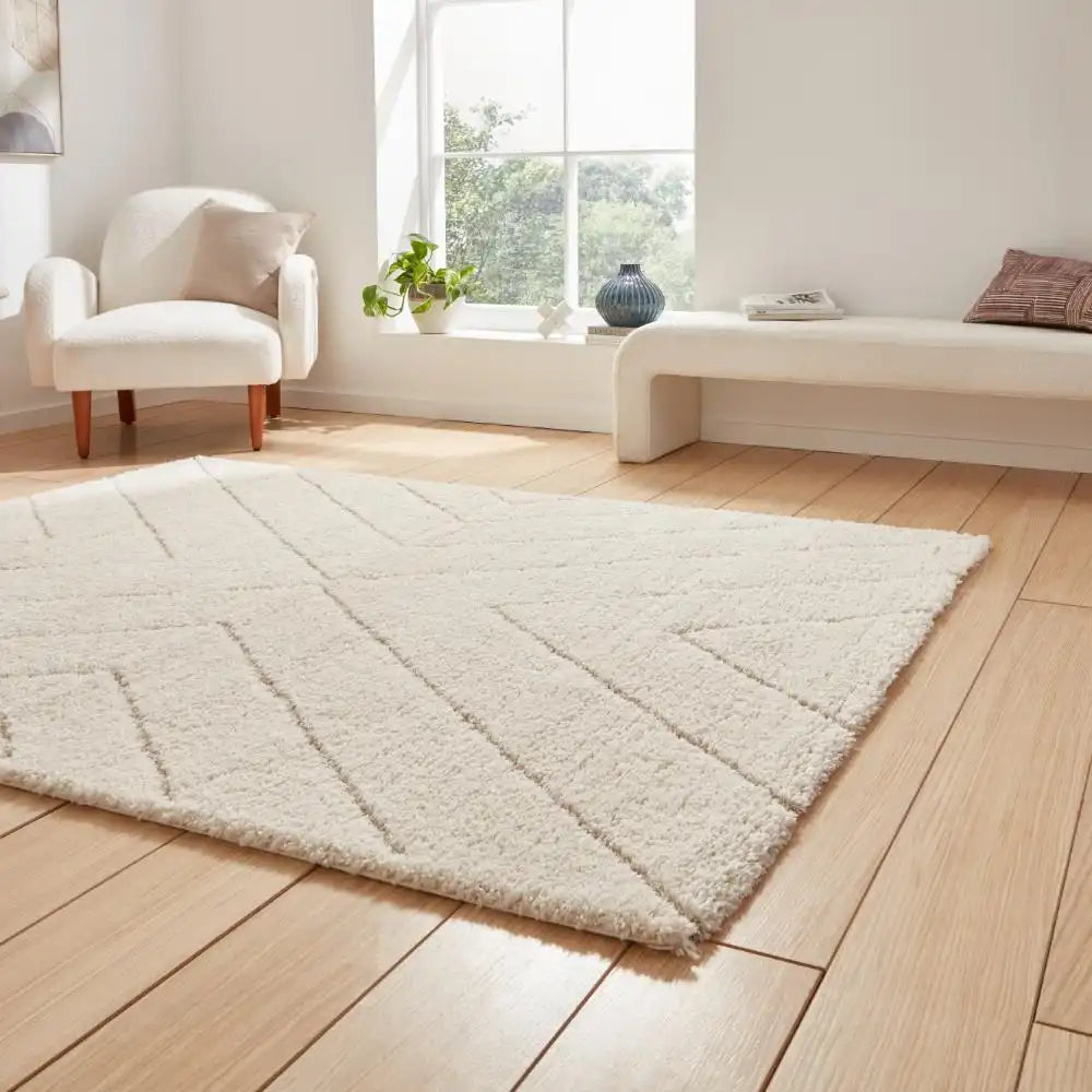Ideal Vanilla Cream Ripple Plush Shag Rug - Image 2