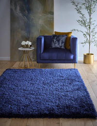 Indigo Solid Plush Shag Rug - Image 1