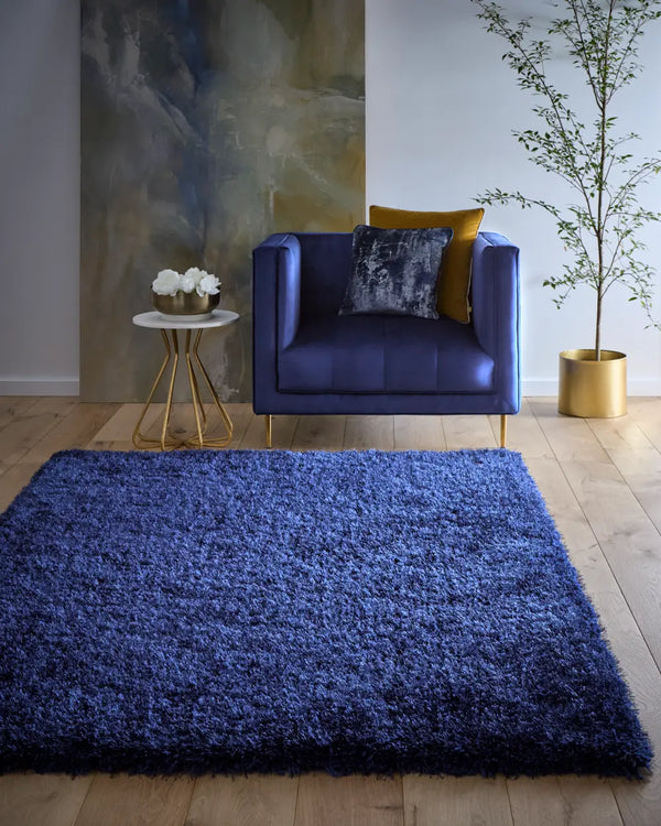 Indigo Solid Plush Shag Rug - Image 1
