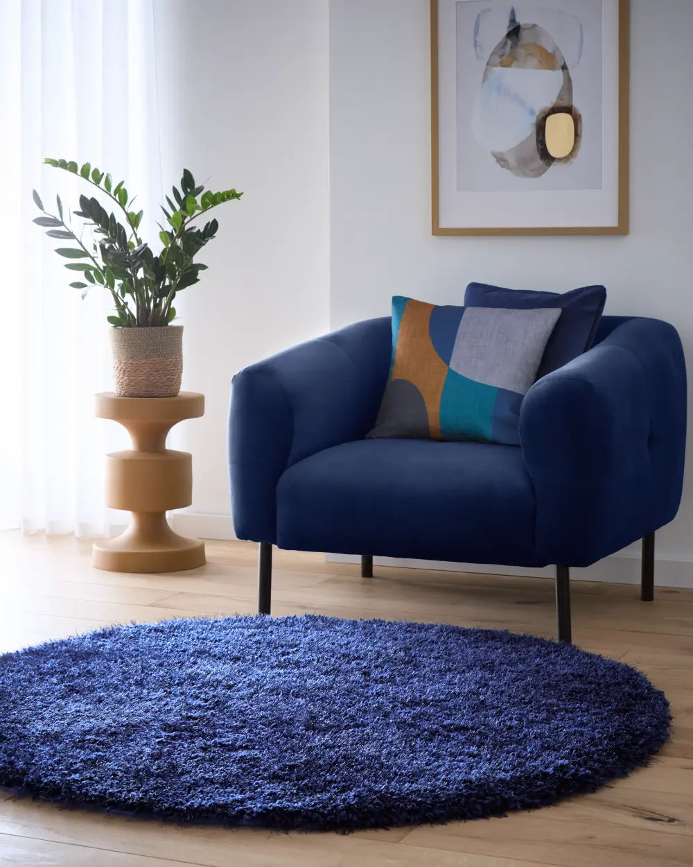 Indigo Solid Plush Shag Rug - Image 3