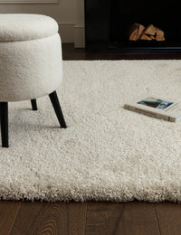 Ivory Solid Plush Shag Rug - Image 1
