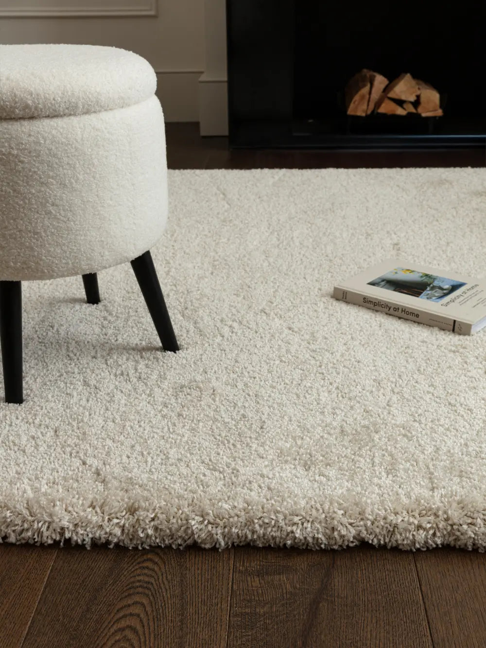 Ivory Solid Plush Shag Rug - Image 1